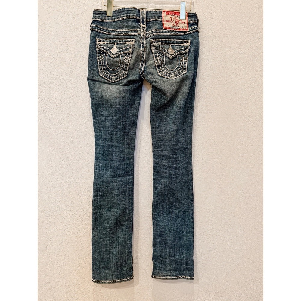 True Religion Billy Super T Bootcut Jeans Women 25 White Stitch Flap Pocket Y2K‎